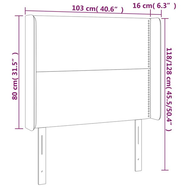 vidaXL Κεφαλάρι Κρεβατιού LED Καπουτσίνο 103x16x118/128 εκ