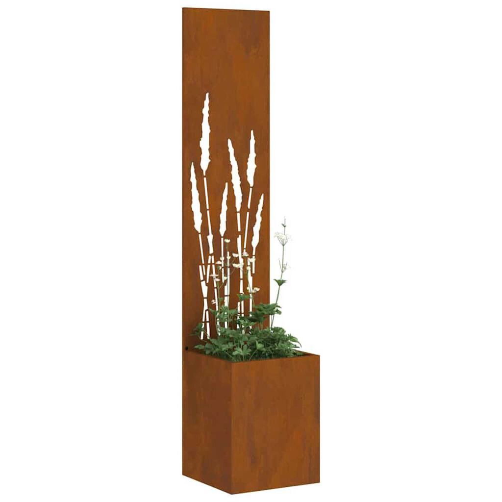 vidaXL Γλάστρα Κήπου με Διακοσμητική Πάνελ Σκ rusty 32 x 140 εκ.