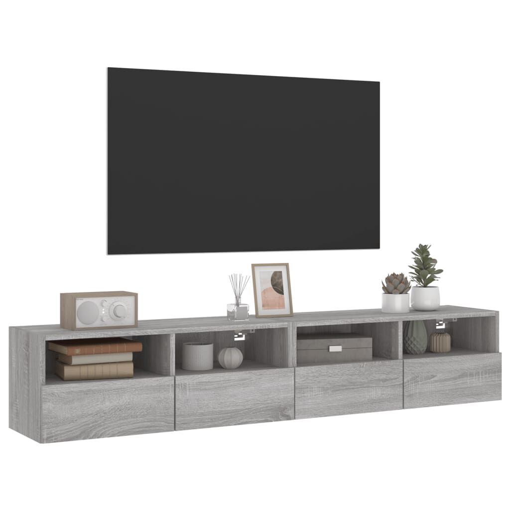 vidaXL Ντουλάπια Τοίχου Τηλ. 2 τεμ. Γκρι Sonoma 80x30x30εκ. Επεξ. Ξύλο