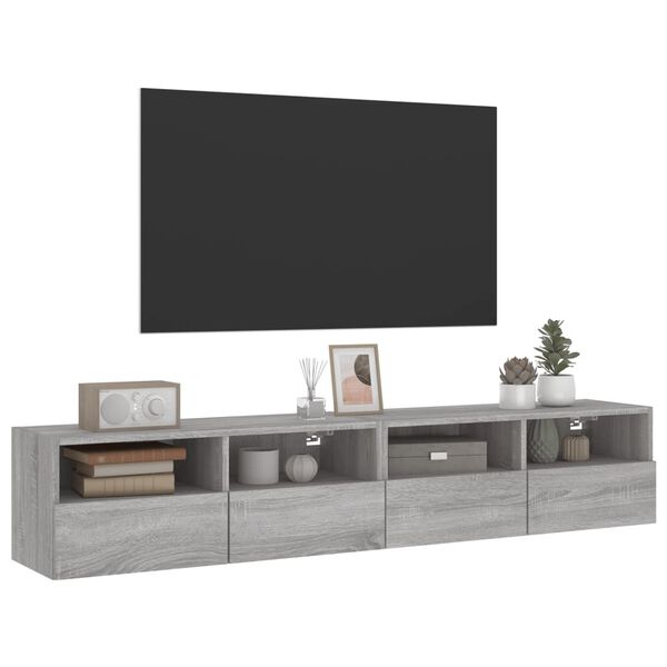 vidaXL Ντουλάπια Τοίχου Τηλ. 2 τεμ. Γκρι Sonoma 80x30x30εκ. Επεξ. Ξύλο