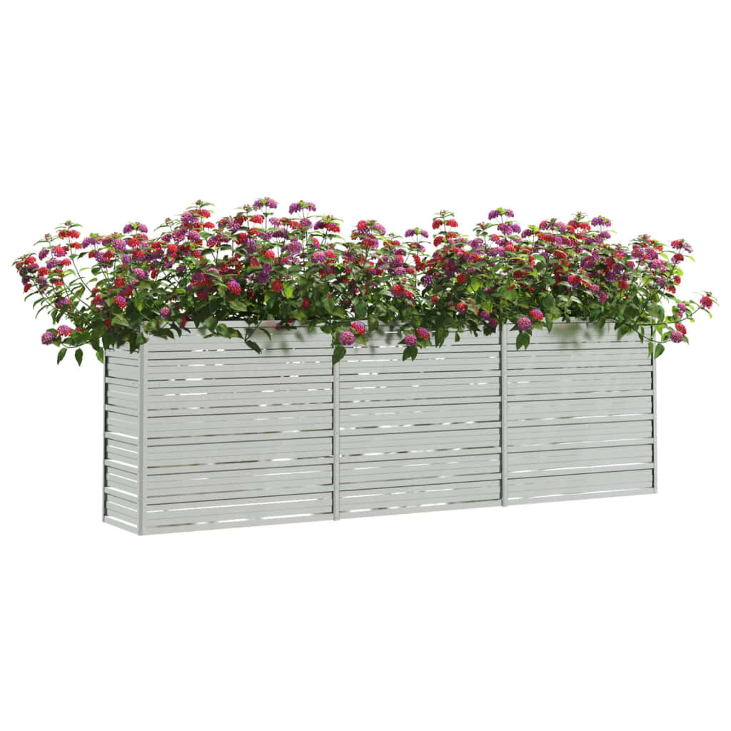 vidaXL Ζαρντινιέρα Υπερυψωμένη Ασημί 240x40x77 εκ. Γαλβανισμ. Χάλυβας