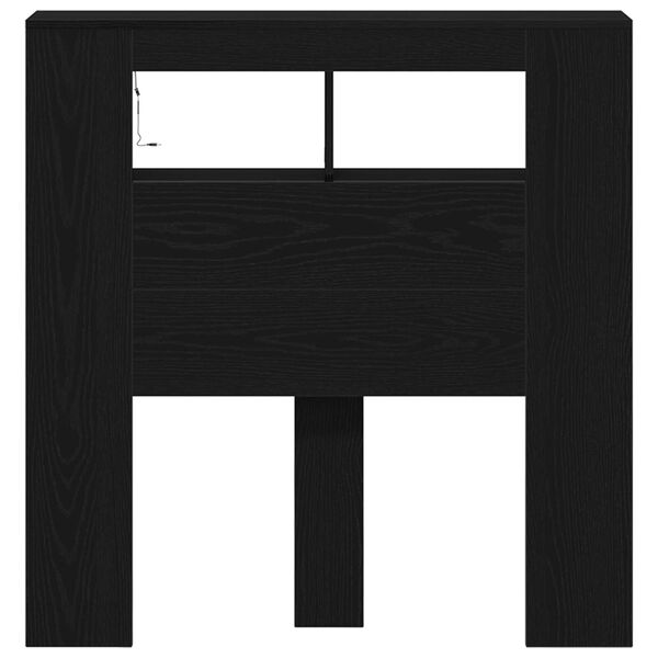 vidaXL LED κεφαλάρι με ράφι Μαύρη δρυς 100 x 18.5 x 103.5 εκ.