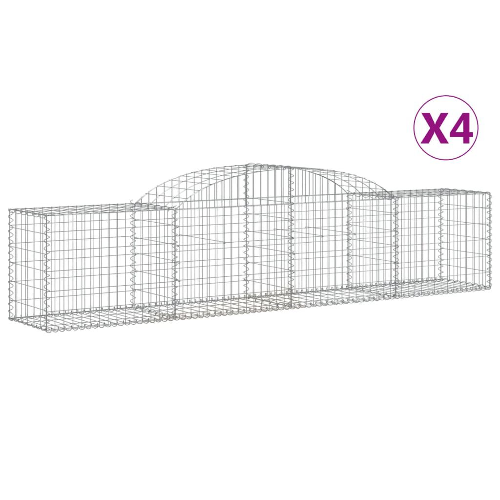 vidaXL Συρματοκιβώτια Τοξωτά 4 τεμ. 300x50x60/80 εκ. Γαλβαν. Ατσάλι