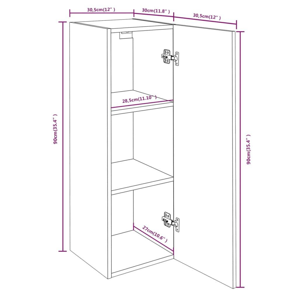 vidaXL Έπιπλα Τηλεόρασης 2 τεμ. Καφέ Δρυς 30,5x30x90 εκ. Επεξ. Ξύλο
