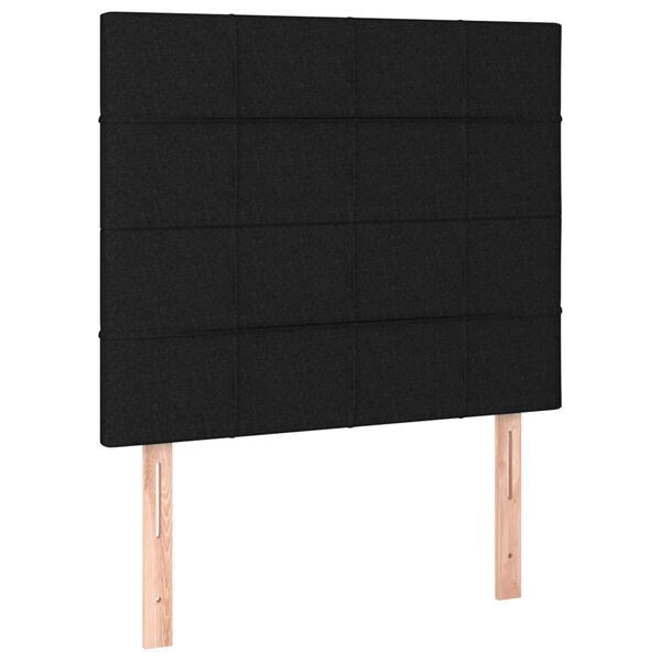 vidaXL Κρεβάτι Boxspring με Στρώμα Μαύρο 90x190 εκ.Υφασμάτινο