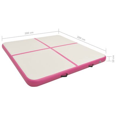 vidaXL Στρώμα Ενόργανης Φουσκωτό Ροζ 200 x 200 x 10 εκ. PVC με Τρόμπα