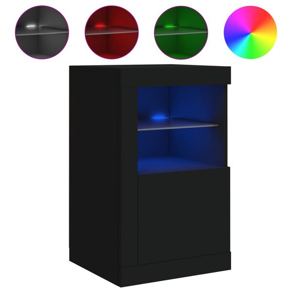 vidaXL Βοηθητικά Ντουλάπια με Φώτα LED 2 τεμ. Μαύρα Επεξεργασμένο Ξύλο