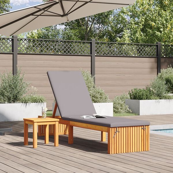 vidaXL Ξαπλώστρα με μαξιλάρι 200x55x30 cm Μασίφ ξύλο ακακίας