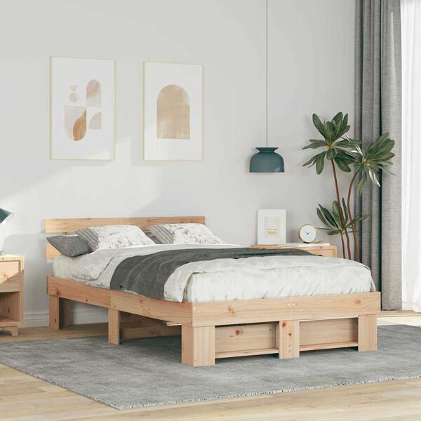 vidaXL Σκελετός Κρεβατιού Καφέ 120 x 200 cm Μασίφ ξύλο πεύκου