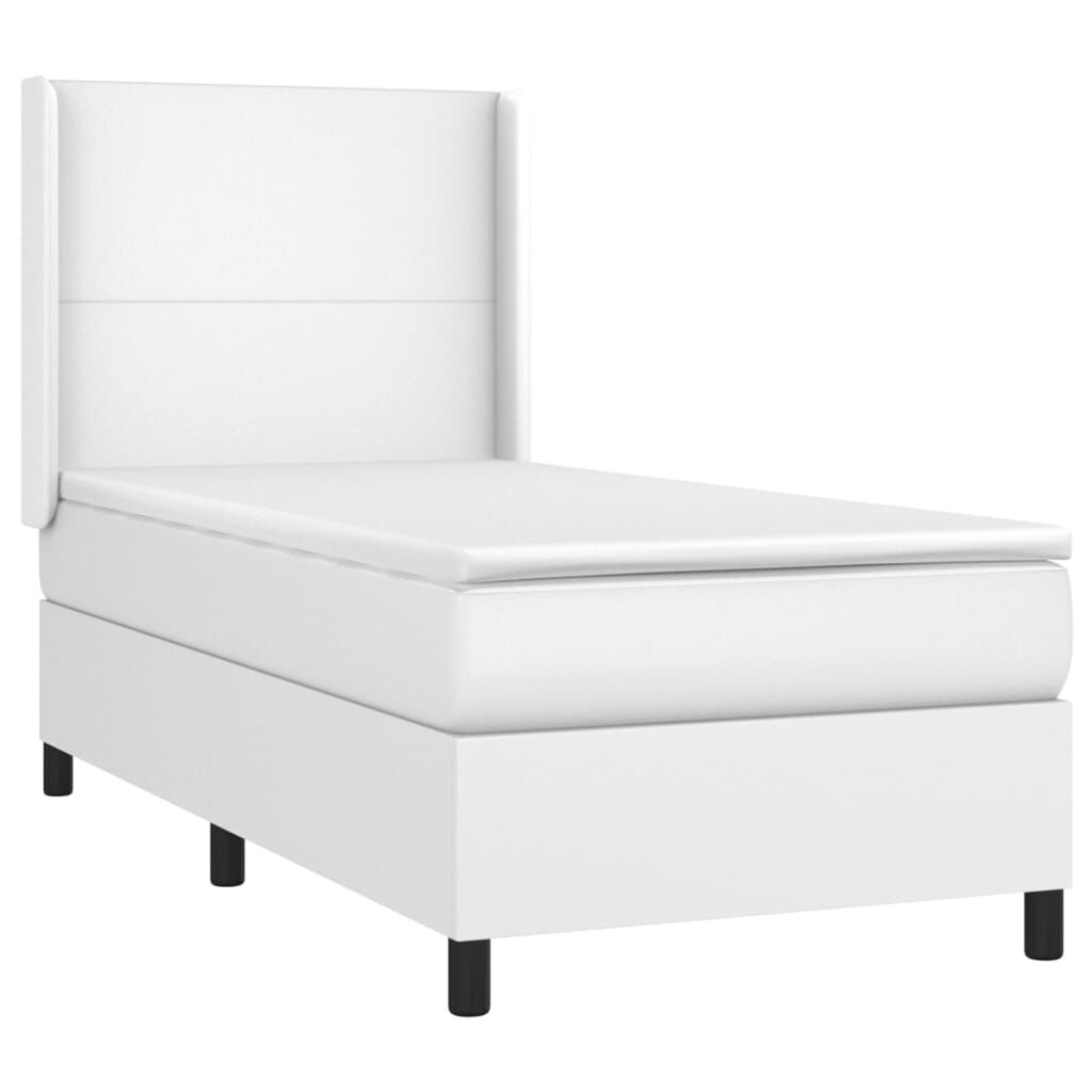 vidaXL Κρεβάτι Boxspring με Στρώμα & LED Λευκό 100x200 εκ. Συνθ. Δέρμα