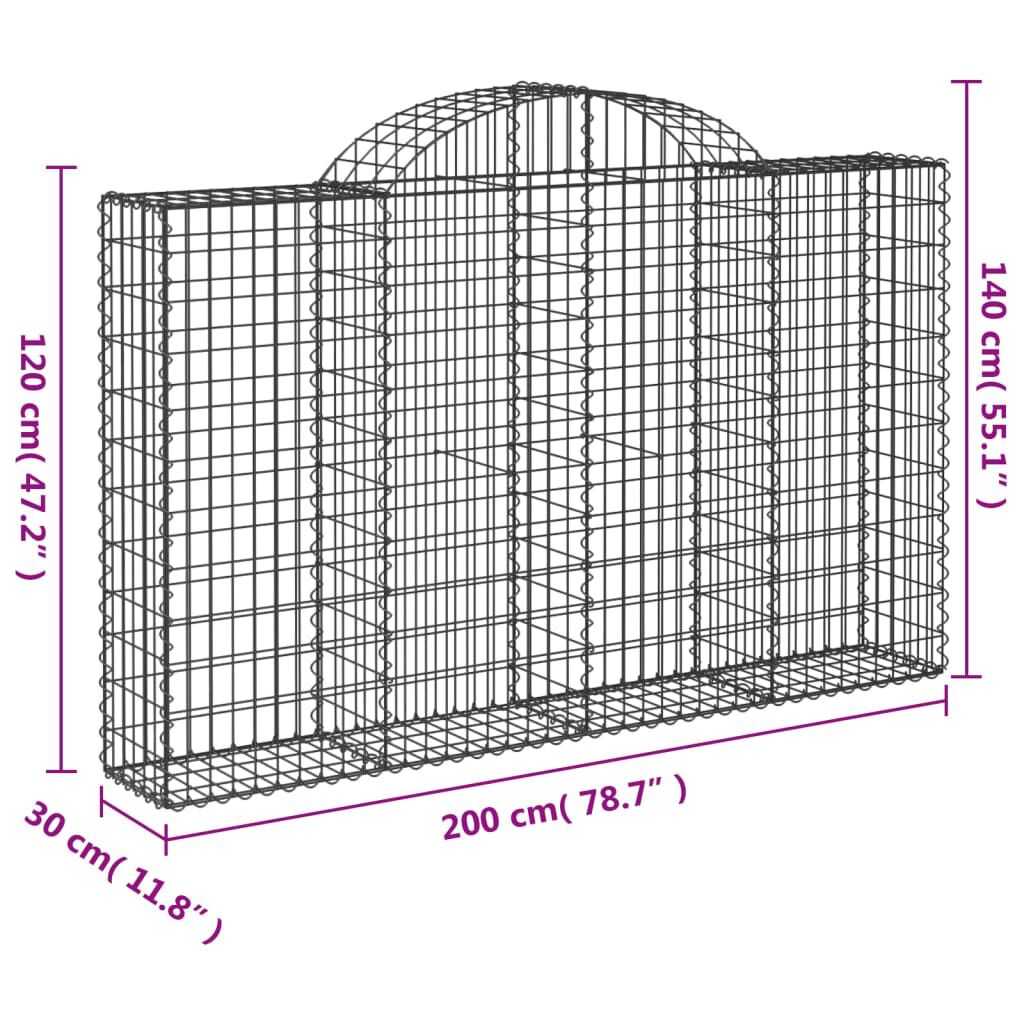 vidaXL Συρματοκιβώτια Τοξωτά 50 τεμ. 200x30x120/140 εκ. Γαλβαν. Ατσάλι