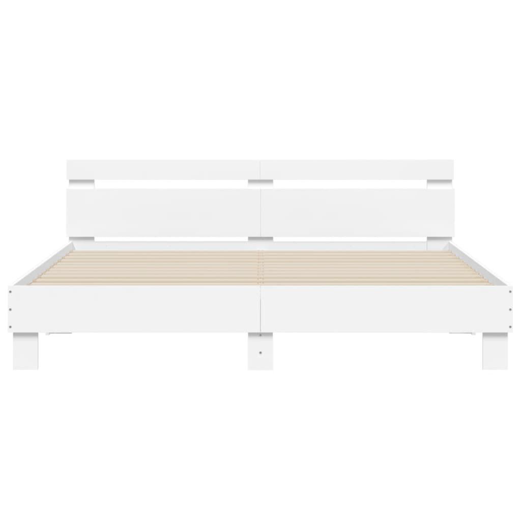 vidaXL Πλαίσιο Κρεβατιού με Κεφαλάρι/LED Λευκό 160x200 εκ.