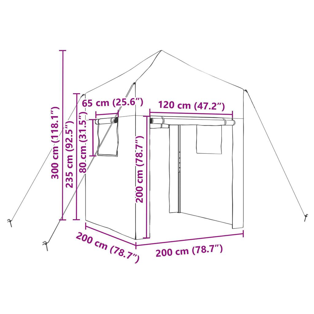 vidaXL Θερμοκήπιο με στέγη Πράσινο 200 x 200 x 300 εκ Ατσάλι
