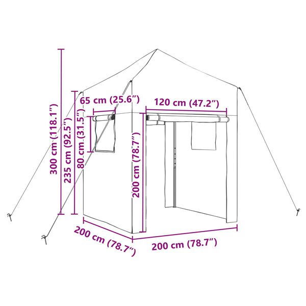 vidaXL Θερμοκήπιο με στέγη Πράσινο 200 x 200 x 300 εκ Ατσάλι