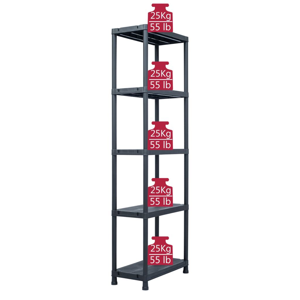 vidaXL Ραφιέρες 2 τεμ. Μαύρες 125 κ. 60 x 30 x 180 εκ. Πλαστικές