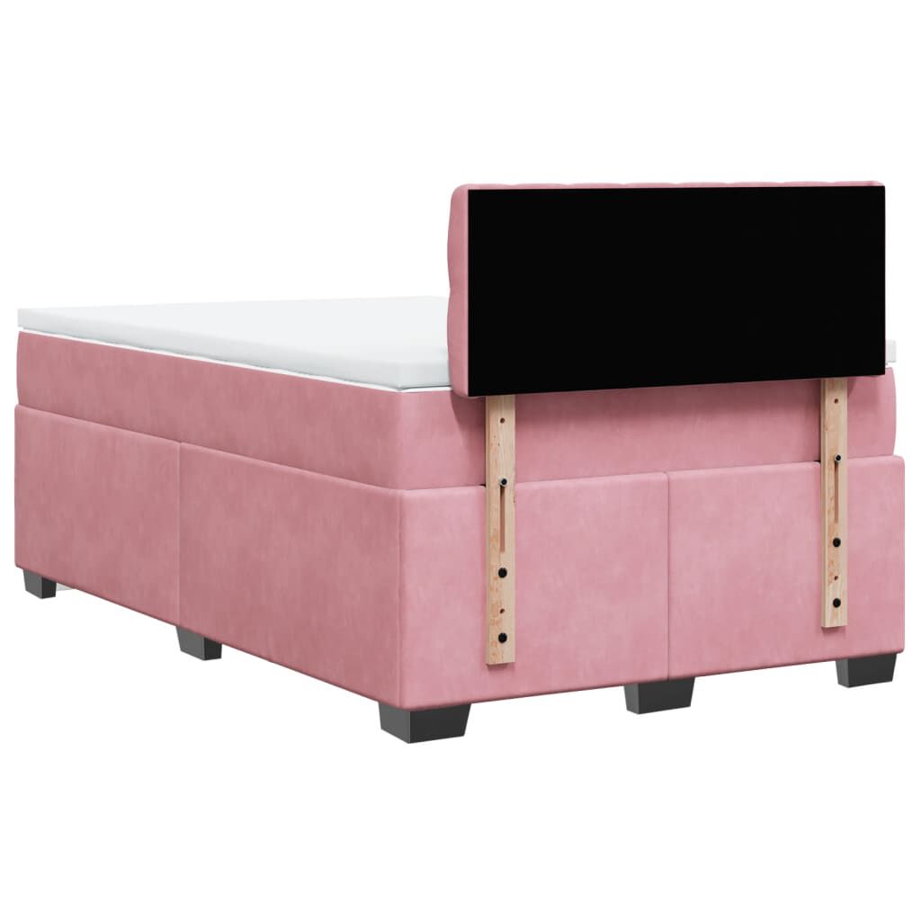 vidaXL Κρεβάτι Boxspring με Στρώμα Ροζ 120x200 εκ. Βελούδινο