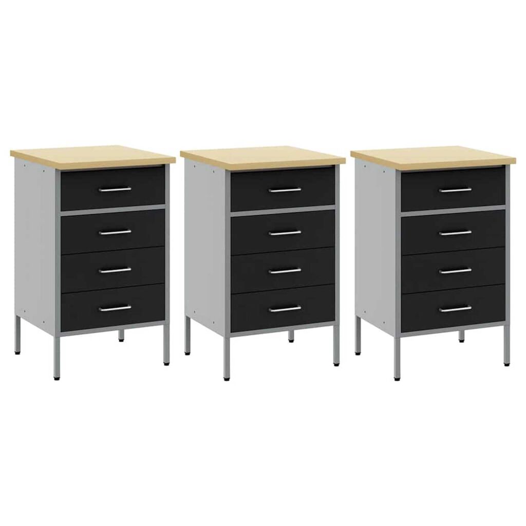 vidaXL Ντουλάπα Εργασίας 3 pcs Μαύρο και Γκρι 150 x 55 x 85 εκ