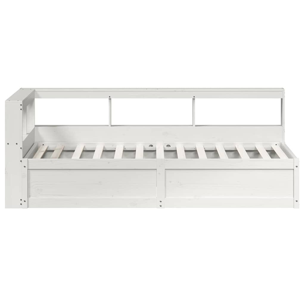vidaXL Κρεβάτι Βιβλιοθήκη Χωρίς Στρώμα Λευκό 75x190 εκ Μασίφ Πεύκο