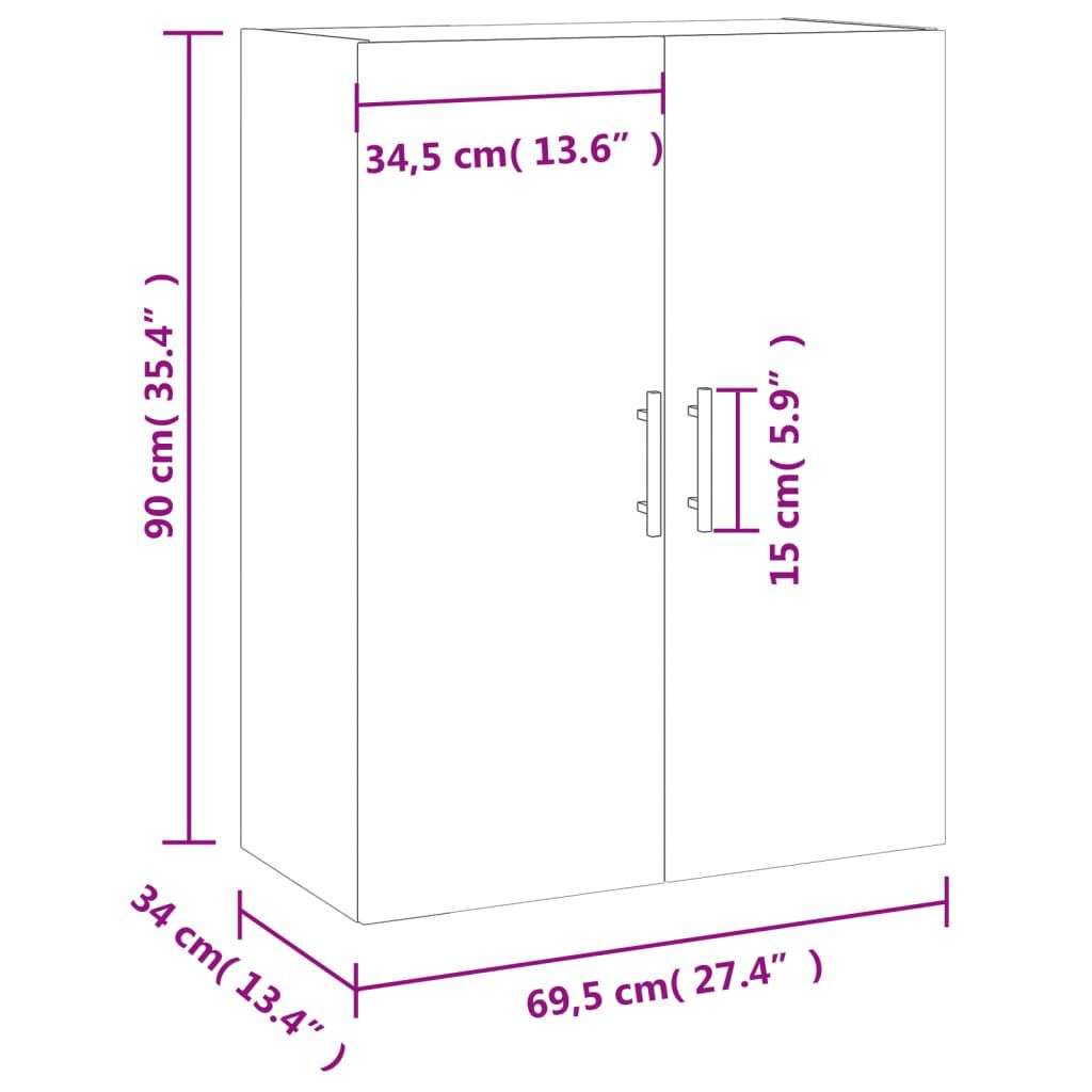 vidaXL Ντουλάπι Επιτοίχιο Sonoma Δρυς 69,5 x 34 x 90 εκ.