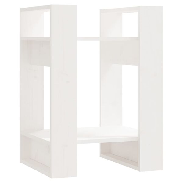 vidaXL Βιβλιοθήκη/Διαχωριστικό Χώρου Λευκό 41x35x57 εκ. Μασίφ Πεύκο