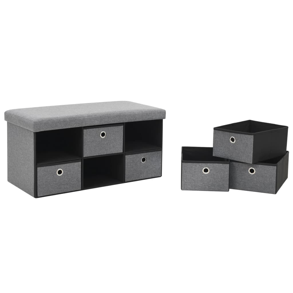 vidaXL Πάγκος Αποθήκευσης Σκούρο Γκρι 76x38x38 εκ. Συνθετικό Λινό