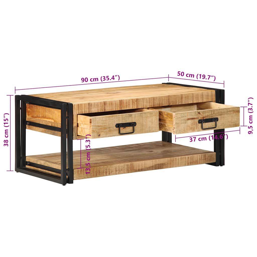 vidaXL Τραπεζάκι σαλονιού 90x50x38 cm Στερεό ακατέργαστο ξύλο Mango