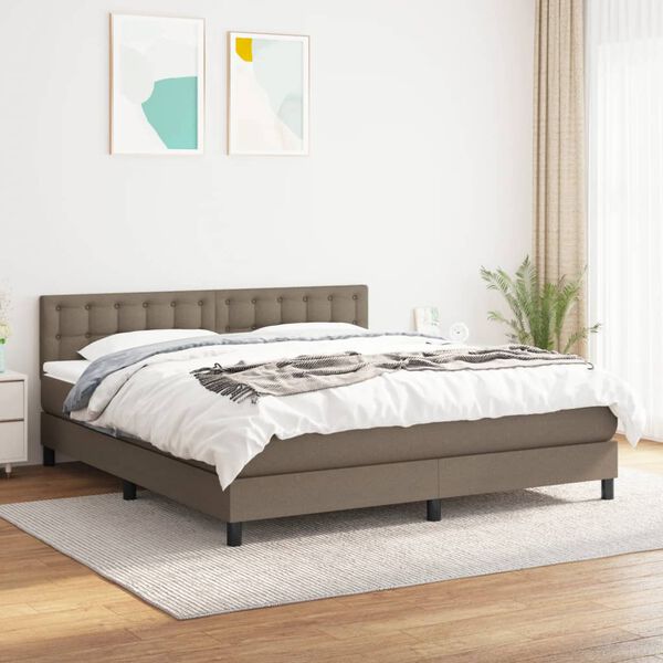 vidaXL &Kappa;&rho;&epsilon;&beta;ά&tau;&iota; Boxspring &mu;&epsilon; &Sigma;&tau;&rho;ώ&mu;&alpha; Taupe 180x200 &epsilon;&kappa;. &Upsilon;&phi;&alpha;&sigma;&mu;ά&tau;&iota;&nu;&omicron;