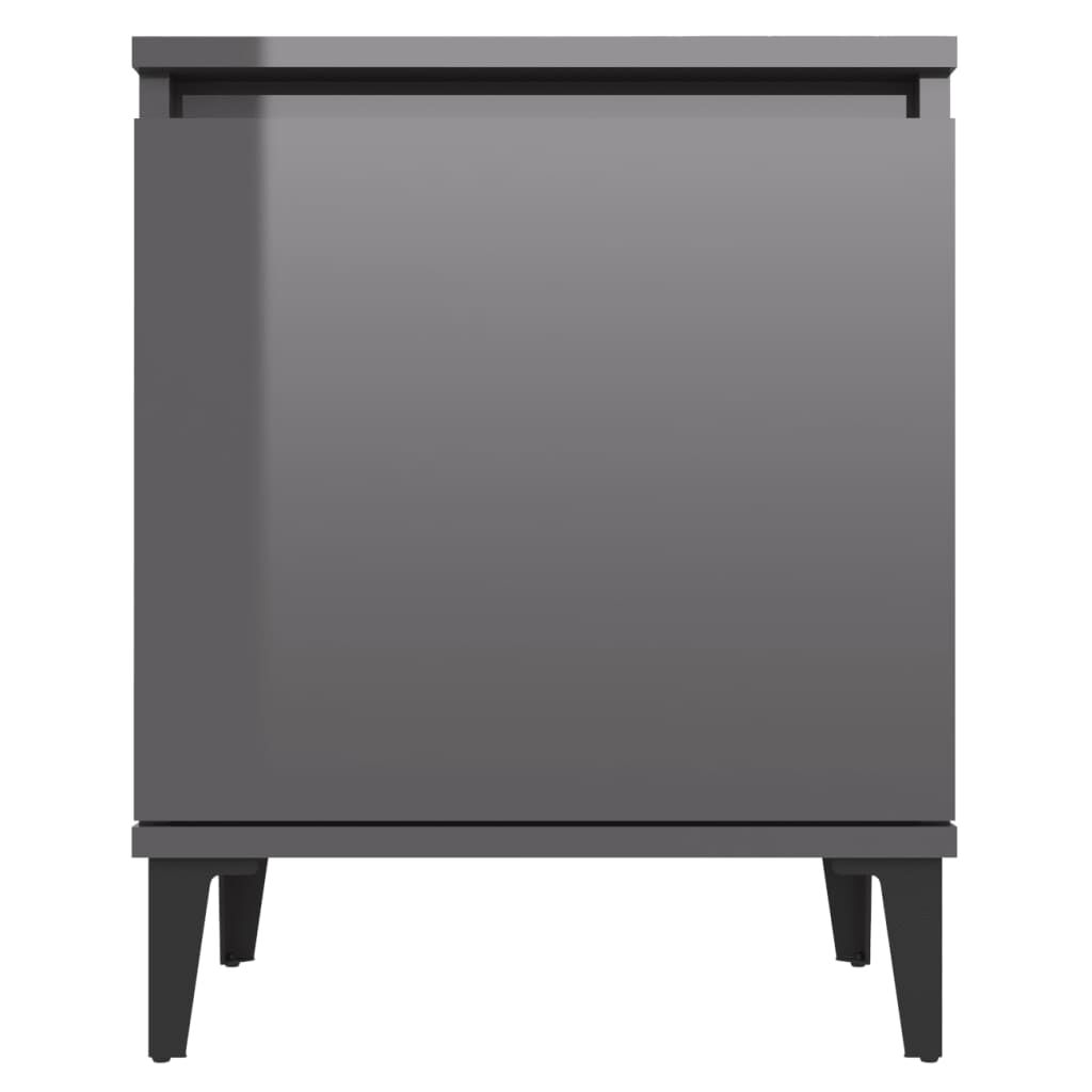 vidaXL Κομοδίνο Γυαλιστερό Γκρι 40 x 30 x 50 εκ. με Μεταλλικά Πόδια