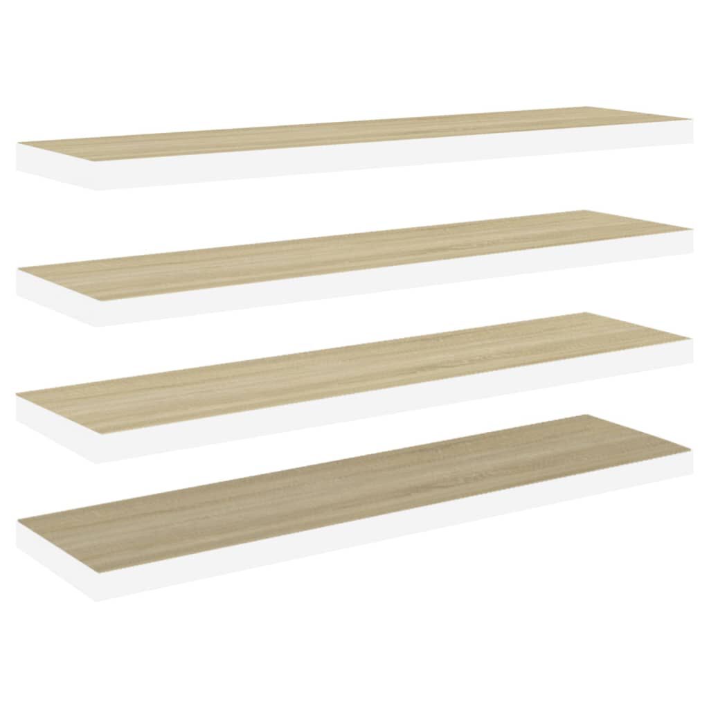 vidaXL Ράφια Τοίχου 4 τεμ. Δρυς/Λευκό 120x23,5x3,8 εκ. MDF