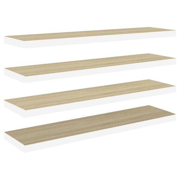 vidaXL Ράφια Τοίχου 4 τεμ. Δρυς/Λευκό 120x23,5x3,8 εκ. MDF