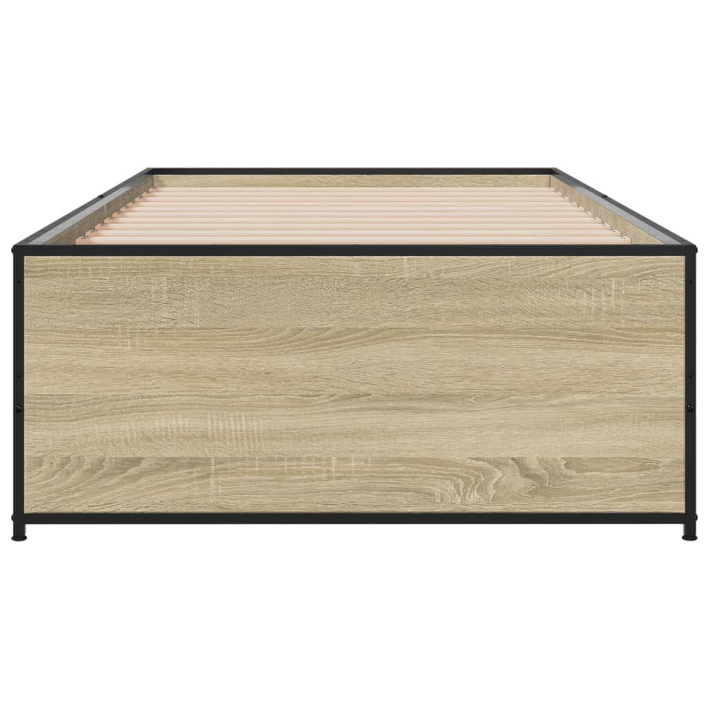 vidaXL Πλαίσιο Κρεβατιού Sonoma Δρυς 75 x 190 εκ. Επεξ. Ξύλο & Μέταλλο