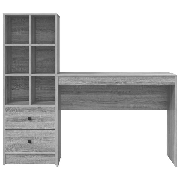 vidaXL Γραφείο με αποθηκευτικό χώρο με συρτάρι 2 pcs Γκρι sonoma