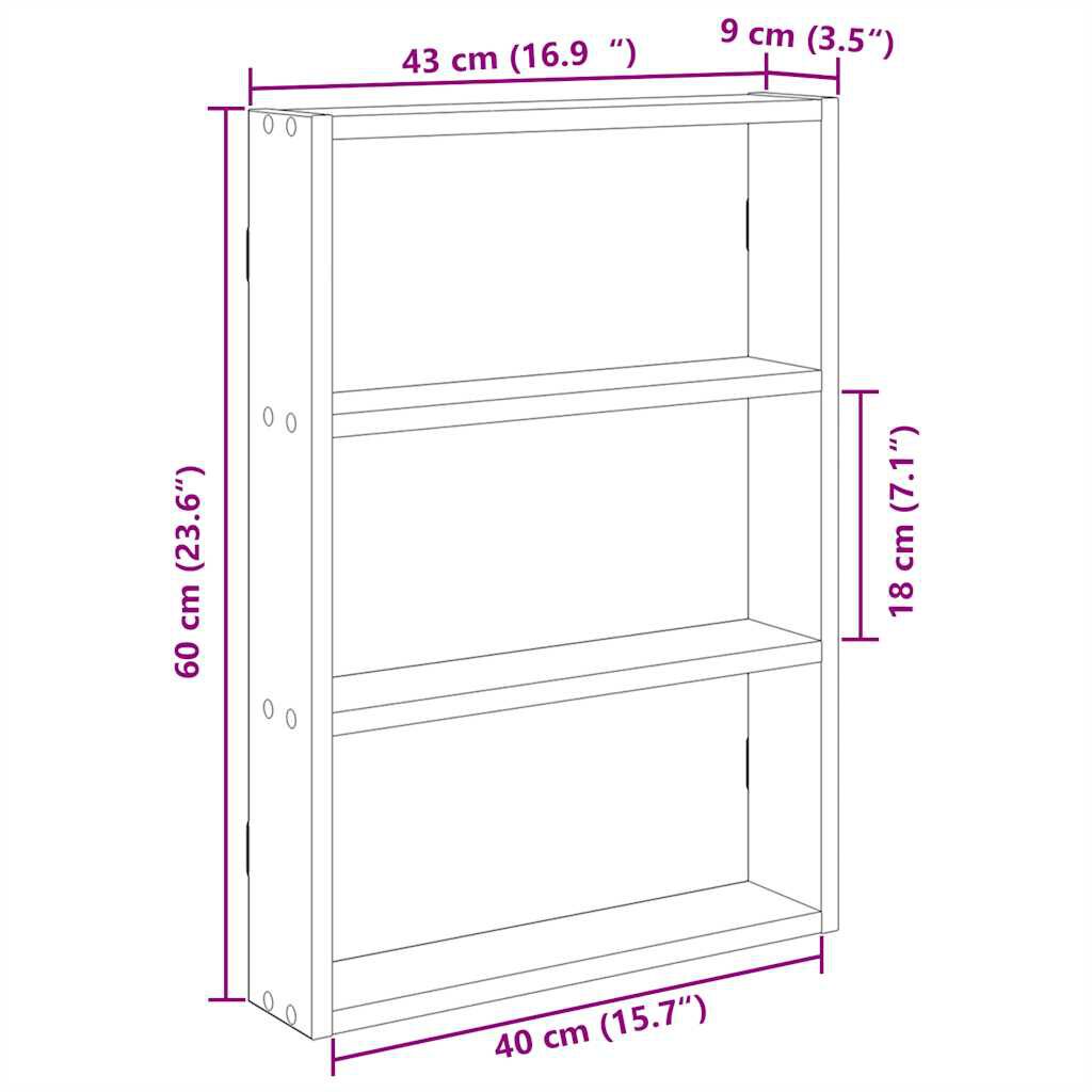 Ράφι τοίχου vidaXL Γκρι Sonoma 43x9x60 cm Κατασκευασμένο ξύλο