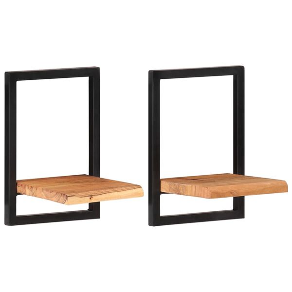 vidaXL Ράφια Τοίχου 2 Τεμ. 25x25x35 εκ. Μασίφ Ξύλο Ακακίας & Ατσάλι