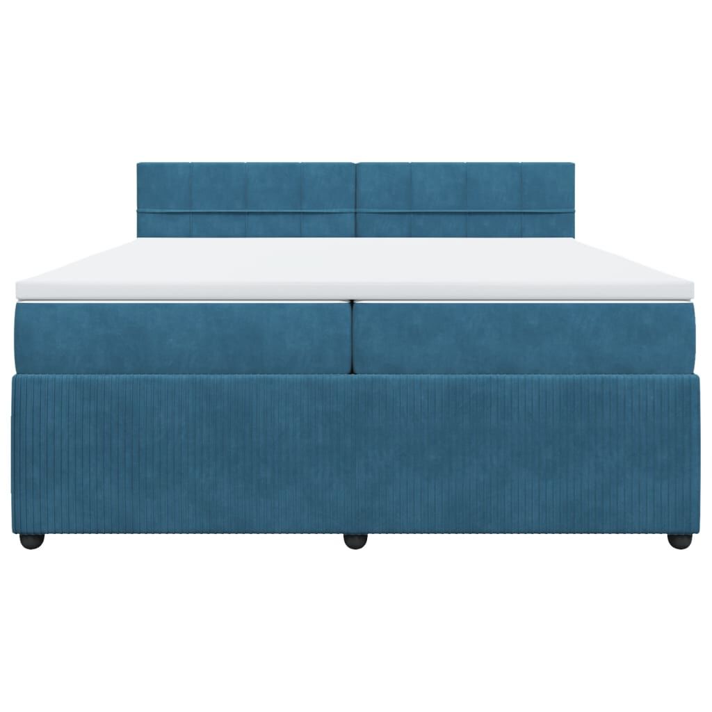 vidaXL Κρεβάτι Boxspring με Στρώμα Μπλε 200x200 εκ. Βελούδινο