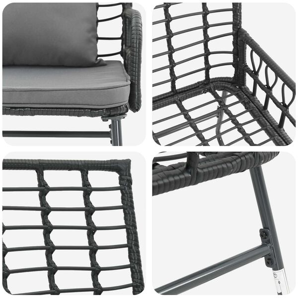 vidaXL Σέτ φαγητού για κήπο 3 pcs Μαύρο, Ανθρακί 113 x 69 x 83 εκ.