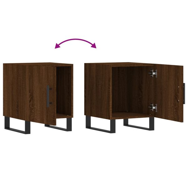vidaXL Κομοδίνα 2 τεμ. Καφέ Δρυς 40 x 40 x 50 εκ. από Επεξεργ. Ξύλο