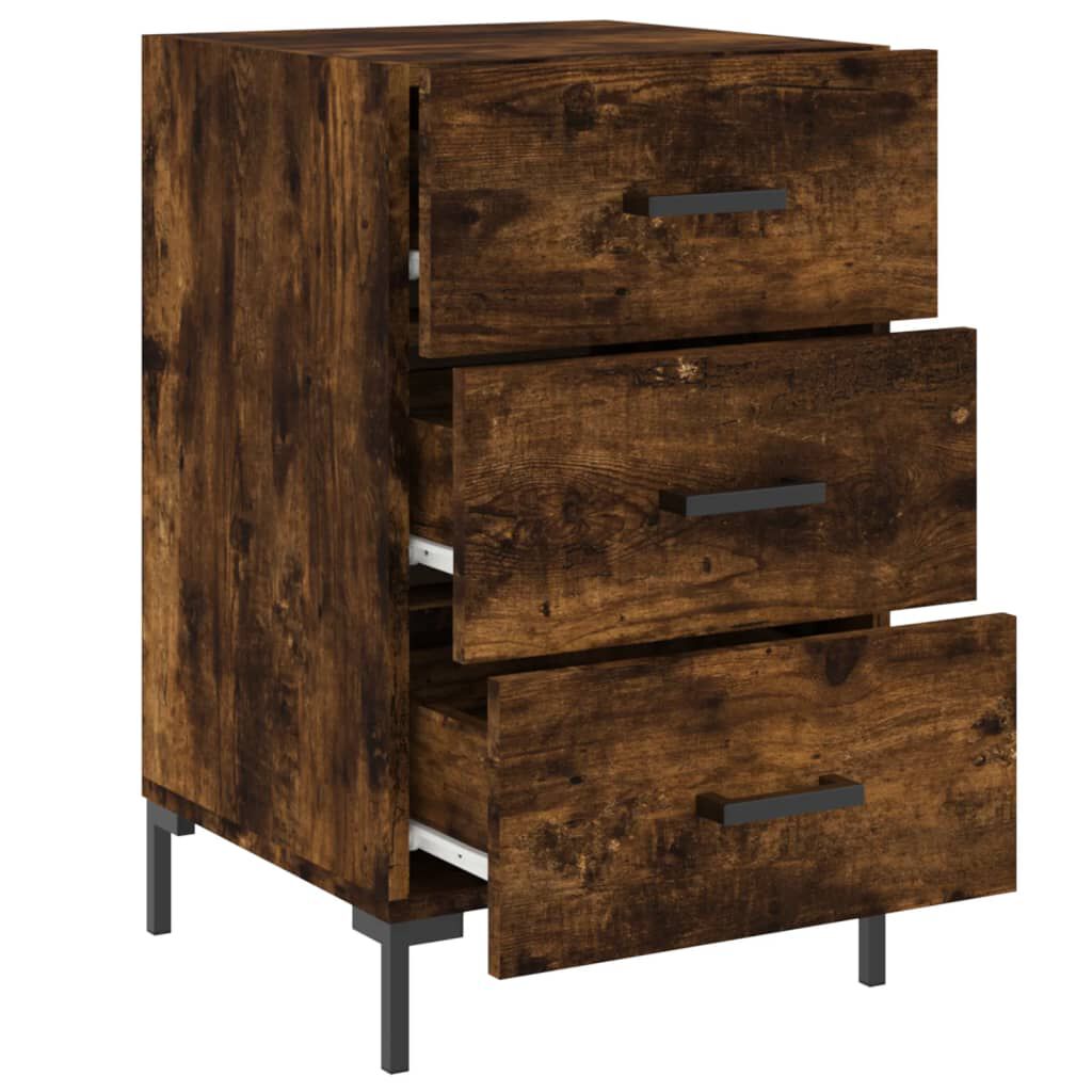 vidaXL Κομοδίνο Καπνιστή Δρυς 40 x 40 x 66 εκ. από Επεξεργασμένο Ξύλο