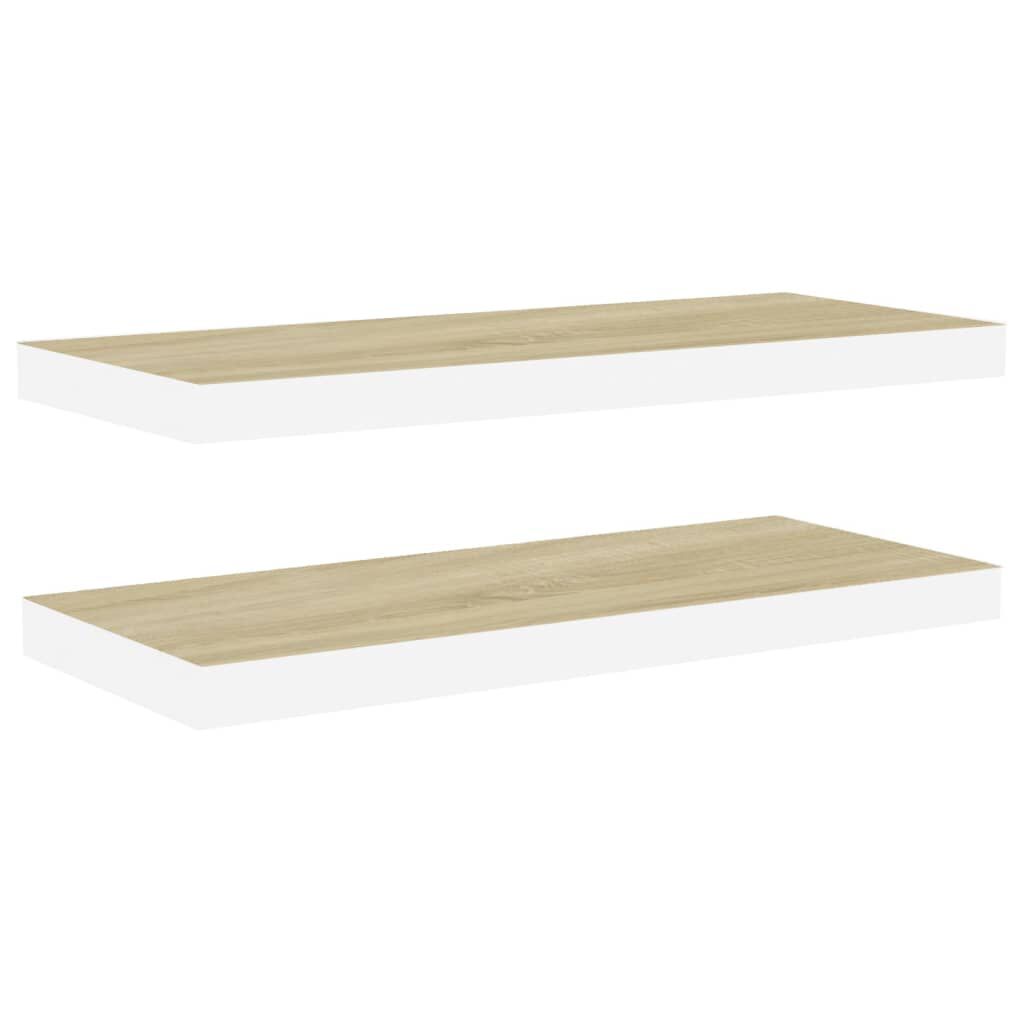 vidaXL Ράφια Τοίχου 2 τεμ. Δρυς/Λευκό 80x23,5x3,8 εκ. MDF