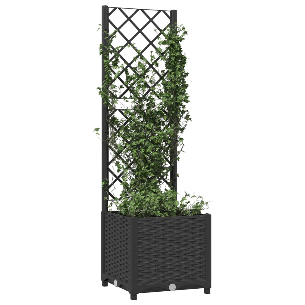 vidaXL Ζαρντινιέρα Κήπου με Καφασωτό Μαύρο 40 x 40 x 136 εκ. από PP