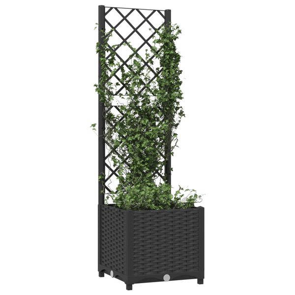 vidaXL Ζαρντινιέρα Κήπου με Καφασωτό Μαύρο 40 x 40 x 136 εκ. από PP