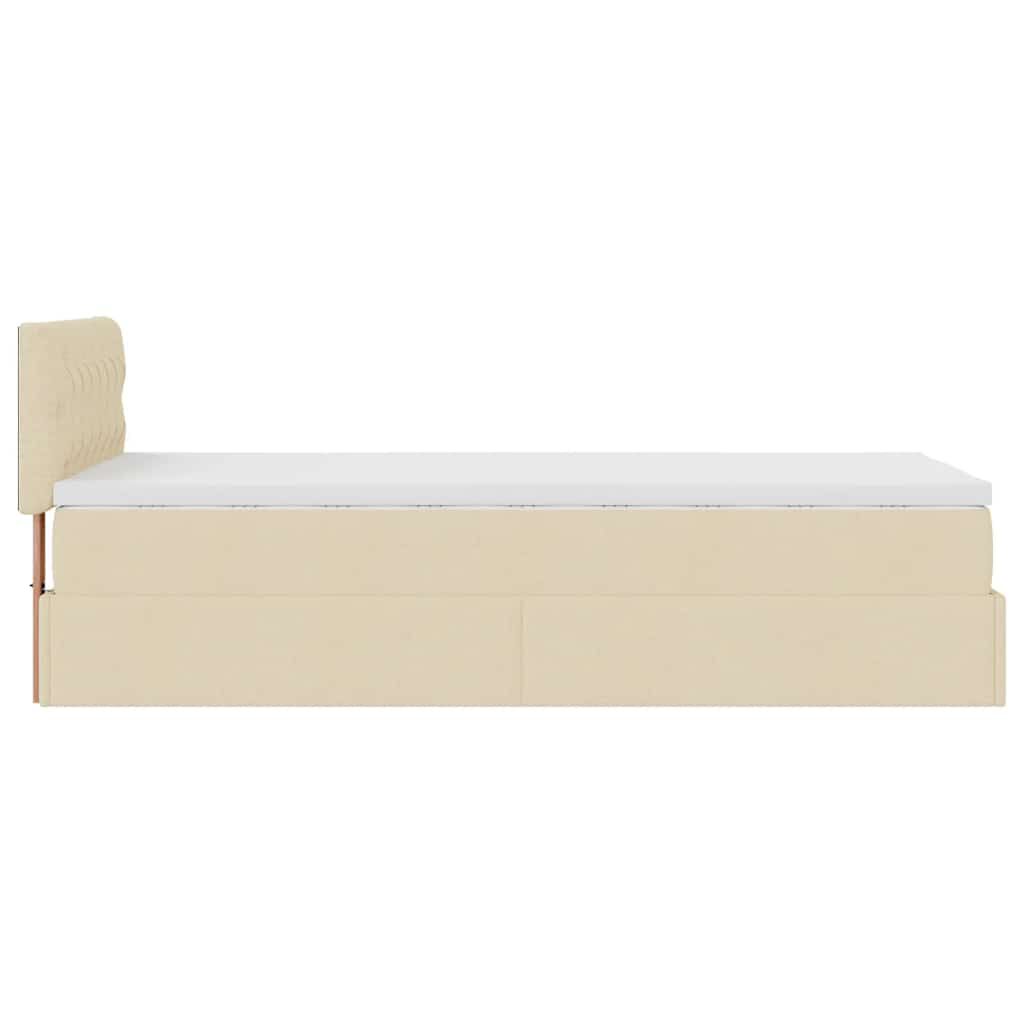 vidaXL Οθωμανικό κρεβάτι με στρώμα Cream 90x200cm ύφασμα