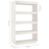 vidaXL Βιβλιοθήκη/Διαχωριστικό Χώρου Λευκό 80x35x135 εκ. Μασίφ Πεύκο