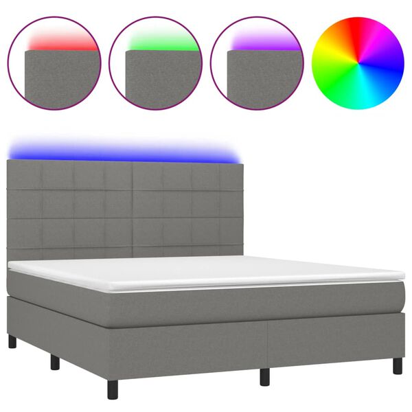 vidaXL &Kappa;&rho;&epsilon;&beta;ά&tau;&iota; Boxspring &mu;&epsilon; &Sigma;&tau;&rho;ώ&mu;&alpha; & LED &Sigma;&kappa;.&Gamma;&kappa;&rho;&iota; 160x200 &epsilon;&kappa; &Upsilon;&phi;&alpha;&sigma;&mu;ά&tau;&iota;&nu;&omicron;
