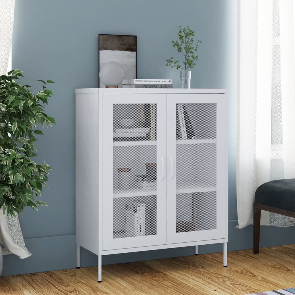 vidaXL Ντουλάπι Αποθήκευσης Λευκό 80 x 35 x 101,5 εκ. Ατσάλινο