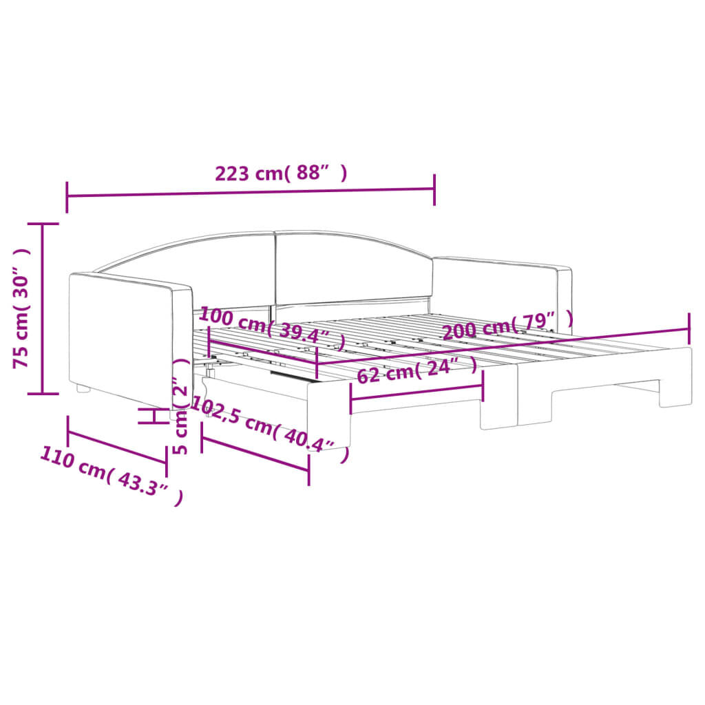 vidaXL Καναπές Κρεβάτι Συρόμενος Γκρι / Μπεζ 100 x 200 εκ. Υφασμάτινος