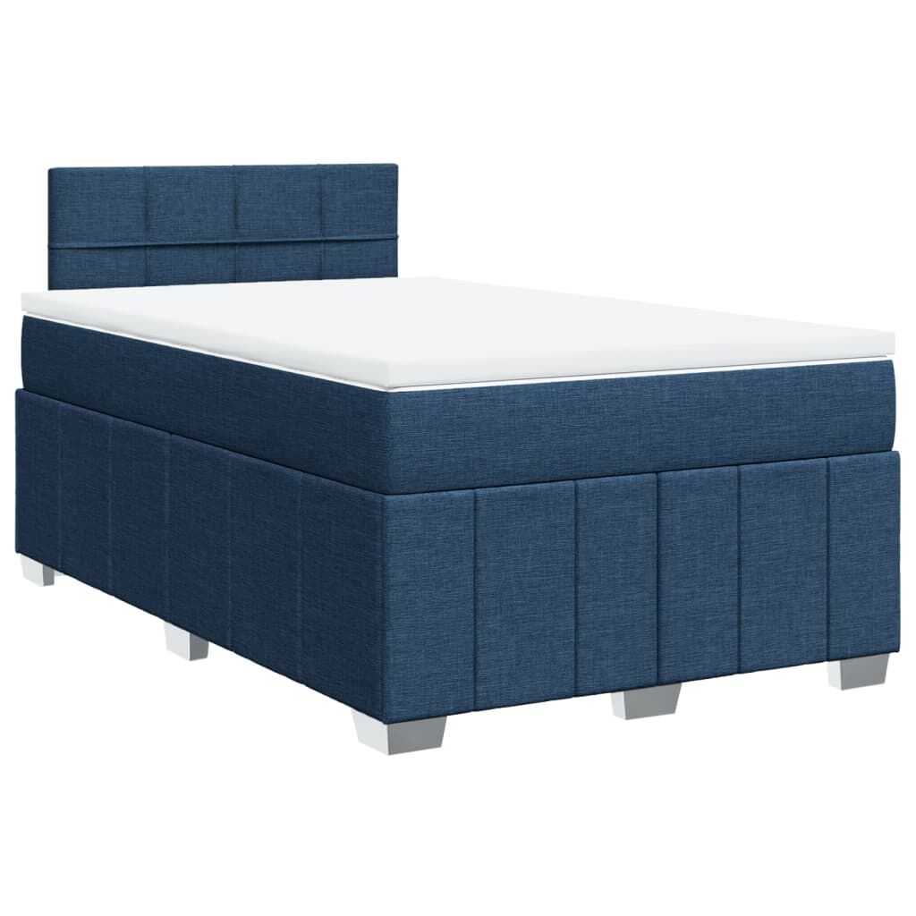 vidaXL Κρεβάτι Boxspring με Στρώμα Μπλε 120x190 εκ. Υφασμάτινο