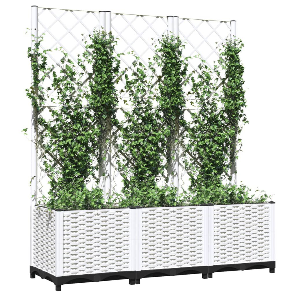 vidaXL Ζαρντινιέρα Κήπου με Καφασωτό Λευκή 120x40x136 εκ. Πολυπροπ.