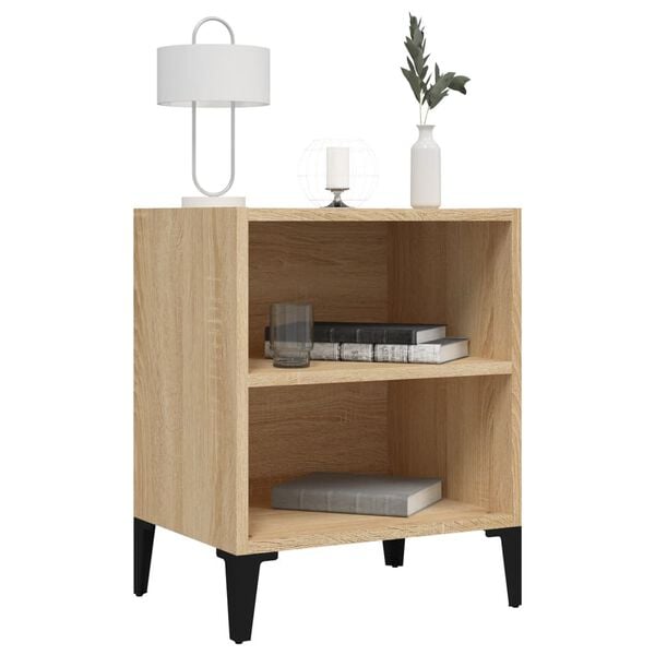 vidaXL Κομοδίνο Sonoma Δρυς 40 x 30 x 50 εκ. με Μεταλλικά Πόδια