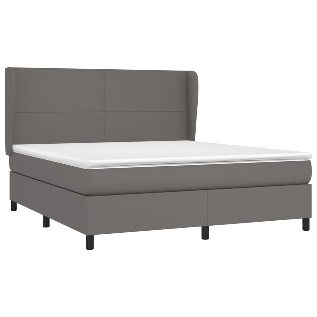 vidaXL Κρεβάτι Boxspring με Στρώμα Γκρι 180x200 εκ. Συνθετικό Δέρμα